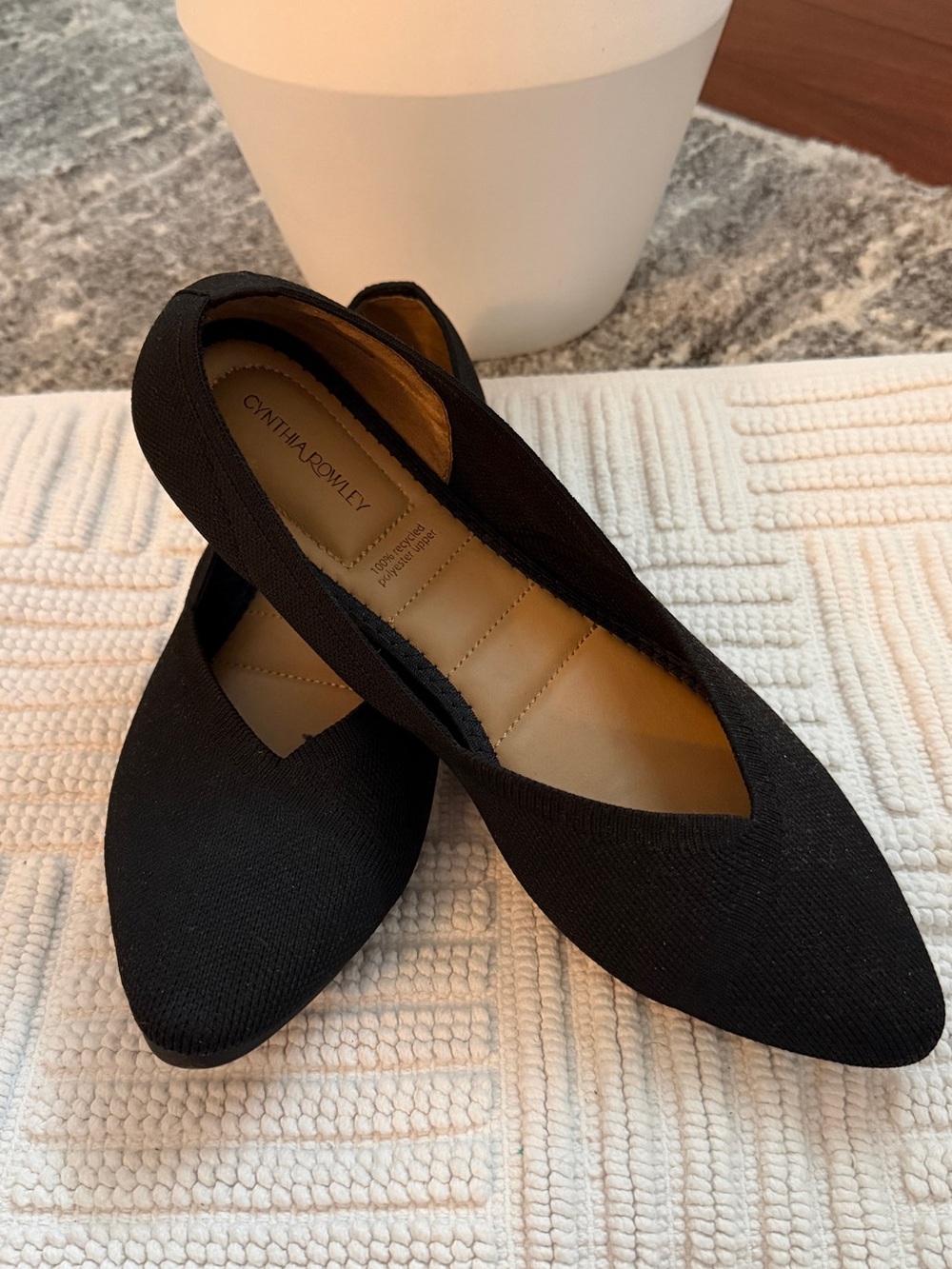 Cynthia Rowley Black Pointed-Toe Ballet Flats